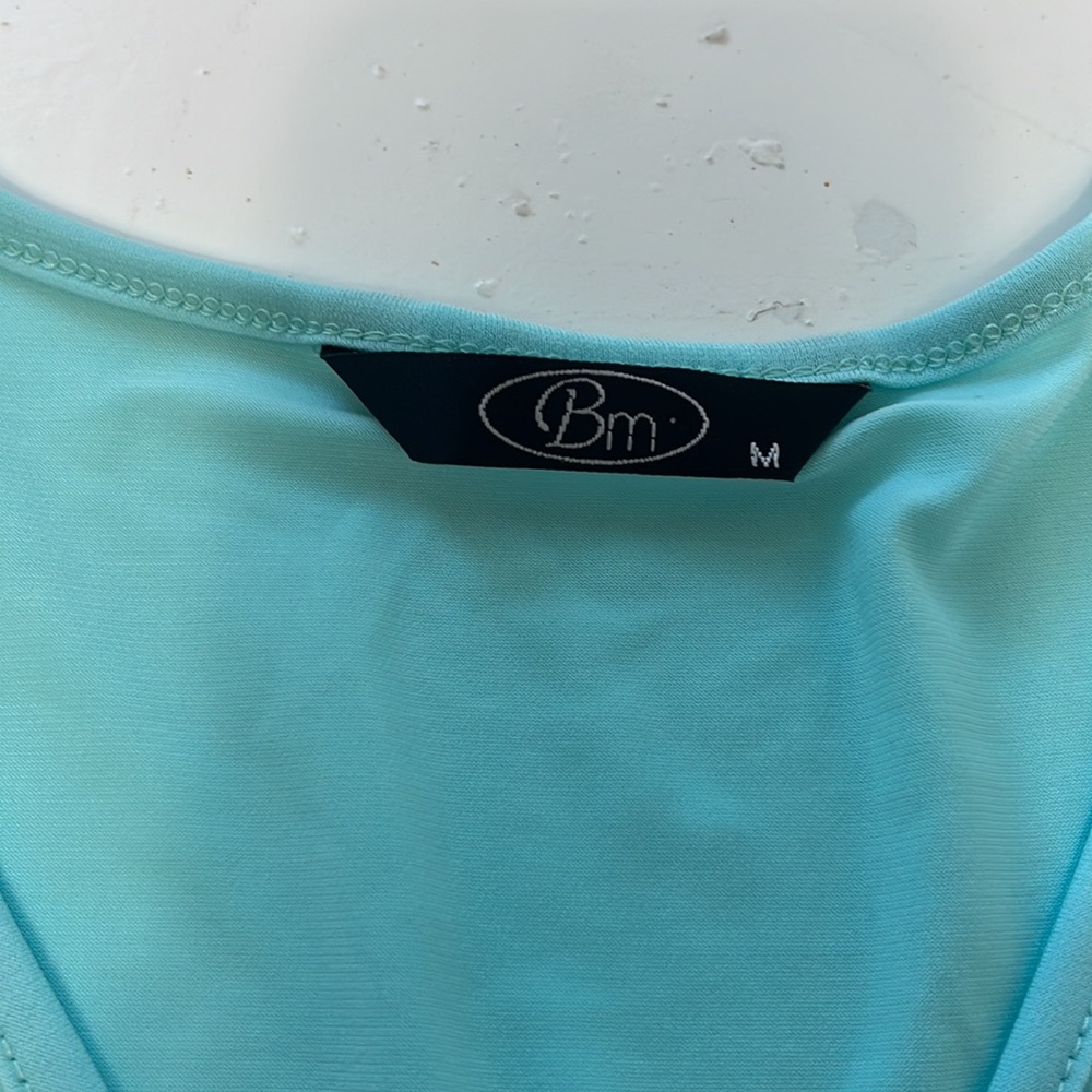 Bm Medium Blue Short Sleeve V Neck Embroidered Floral Blouse - Picture 5 of 5